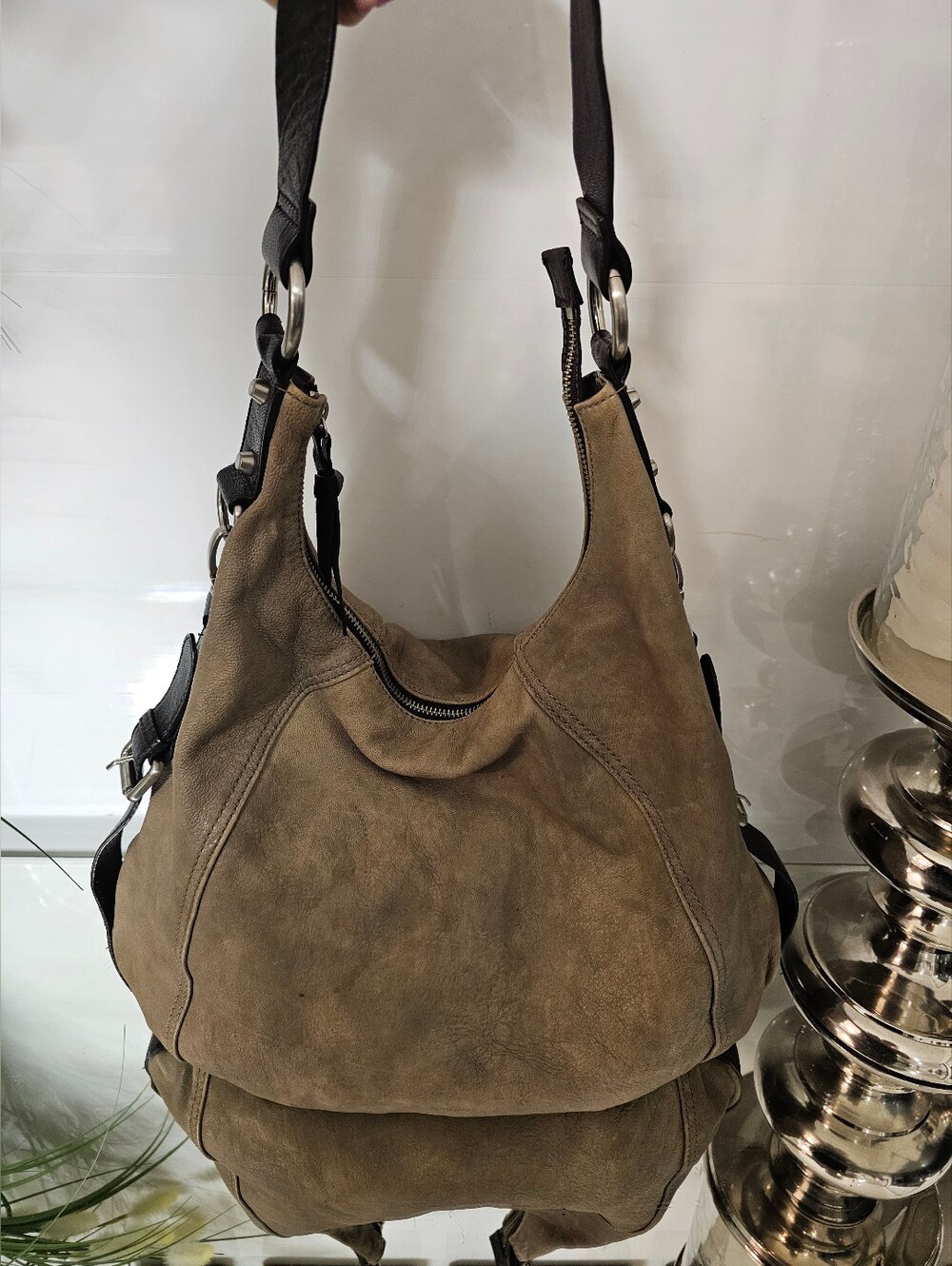 Danier Olive-Tone Leather Hobo Bag